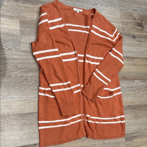 MADEWELL SZ XS Striped Orange Women’s Cardigan Sweater - Picture 3 of 10
